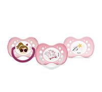 DODIE , Sucettes Anatomiques Jour et Nuit , Tetine pour bébé , +18 mois , Sans BPA, Résistante , Rose, Fille , Lot de 3 dont 1 phosphorecente