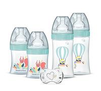 Dodie Lot de 4 biberons naissance Tétine plate anti-colique 2x150ml 2x270ml + sucette