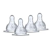 Dodie Tétines rondes Initiation Débit 4 – anti-coliques – liquide épais – lot de 4