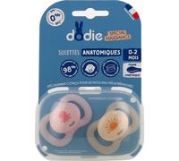 Dodie Sucettes anatomiques Pieuvre en silicone 0-2 mois Rose/Beige - Lot de 2