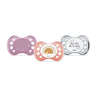 DODIE, Sucettes Anatomiques Jour et Nuit,Tetine pour bébé, 0-6 mois, Sans BPA, Résistante, Rose, Fille, Lot de 3 - dont 1 phosphorecente