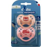 DODIE, Sucettes Anatomiques, Tetine pour bébé, +6 mois, Sans BPA, Résistante, Rose, fille, Panda, Lot de 2