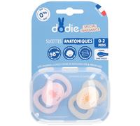 Dodie Sucettes anatomiques Pieuvre en silicone 0-2 mois Rose/Beige - Lot de 2
