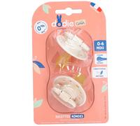 Dodie Sucettes Gaïa Ronde Caoutchouc 0-6 mois Grain de sable Lot de 2