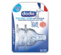 Dodie Tétine Initiation+ Col Large 0-6 Mois 3 Vitesses Silicone Débit 1 Pièces 2