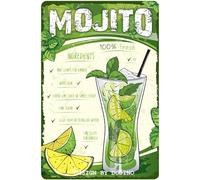 DODINO MOJITO Plaque en tôle 20 x 30 cm - Plaque métallique amusante - Décoration vintage pour salle de fête, pub irlandais et cuisine - Accessoire d'intérieur décoratif