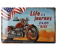 DODINO Plaque de Décoration en Métal LIFE IS A JOURNEY, 20x30cm, Design Retro, Vintage Route 66 Road Trip