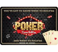 DODINO Plaque décorative POKER, 20x30cm, fans de poker casino, tôle d'acier gaufrée de qualité supérieure, Effet 3D