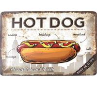 DODINO Plaque en métal rétro HOT DOG, 20x30cm, Signe en Métal Signe de la Nourriture en Métal Signe Drôle Vintage pour la Maison Café Restaurant Bar Signe