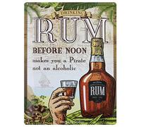 DODINO plaque en métal RUM, 30x40cm Idée de Cadeau pour Fans de Rhum, en métal, Design Retro pour la décoration