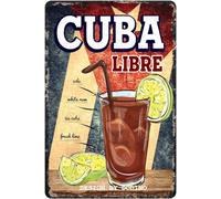 DODINO Plaque en tôle - 20 x 30 cm - Cuba Libre - Amusante - Accessoire décoratif pour la maison - Pour tous les propriétaires de comptoir de bar ou de pub - Design nostalgique