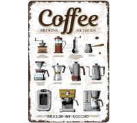 DODINO Plaque en tôle de 20 x 30 cm - Méthodes de brassage de café - Accessoire décoratif - Vintage - Pour les fans de café - Idée cadeau