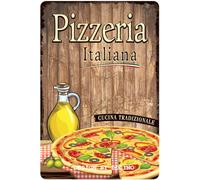 DODINO Plaque en tôle rétro 20 x 30 cm, motif Pizzeria Italiana, amusante, vintage, accessoire décoratif pour la maison, plaque décorative en métal pour toutes les pizzeria