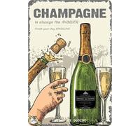 DODINO Plaque en tôle rétro « Champagne » - Inscription amusante - Idée cadeau pour les amis de la campagne - Pour un anniversaire, Noël