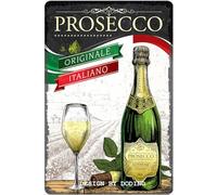 DODINO Plaque en tôle rétro Prosecco, 20 x 30 cm, amusante, vintage, accessoire décoratif pour la maison, pour tous les propriétaires de comptoir de bar ou de pub