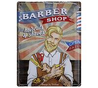 DODINO Plaque murale en métal BARBER SHOP, 30x40cm, Style rétro Vintage