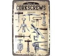 DODINO Plaque Vintage, CORKSCREWS, 20x30cm, Idée de Cadeau comme Accessoire de Bar, en métal, Design Retro pour la décoration