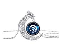 DODLY Vintage Creux Lune Pendentif Collier Genshin Impact Oeil de Dieu Arme Accessoires Dôme Verre Colliers pour Femmes Anime Bijoux