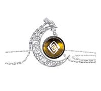 DODLY Vintage Creux Lune Pendentif Collier Genshin Impact Oeil de Dieu Arme Accessoires Dôme Verre Colliers pour Femmes Anime Bijoux