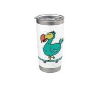 Dodo chevauchant un oiseau en skateboard Gobelet isotherme en acier inoxydable double paroi