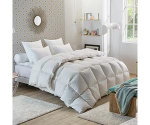DODO - Couette Chaude Naturelle 220x240 cm - pour Lit 2 Personnes - Anti-Acariens - Tissu 100% Coton Percale Satinée - Garnissage 50% Duvet de Canard, 50% Plumettes - Lavable en Machine à 40°C