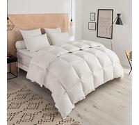 DODO - Couette Chaude Thermoduv 240x260 cm - Garnissage 90% Duvet d'oie Neuf Naturel - Anti-acariens - Enveloppe Percale de Coton Supérieure - Lit 2 Personnes - Piquage Carreaux Cloisonnés
