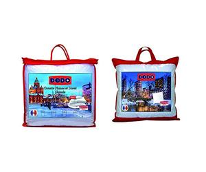 Dodo Couette Helsinki 10% Duvet DE Canard - Chaude - 220 x 240 cm & Oreiller Calgary Anti-ACARIENS 30% Duvet OIE ET Canard - MÉDIUM - 65 x 65 cm