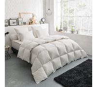 DODO - Couette Tempérée Naturelle 200x200 cm - pour Lit 2 Personnes - Traitement Anti-Acarien - Enveloppe 100% Coton Percale - 70% Duvet d'oie Neuf - Lavable à 40°C