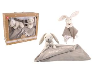 DODO D'AMOUR - Coffret Doudou et Couverture - Lapin - 053240 - Beige - Polaire - Cadeau Naissance - Peluche - Bébé - Doux - Lavable en Machine - Design Français - À Partir de 0 Mois