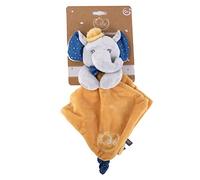 DODO D'AMOUR - Doudou Carré - Éléphant - 022491 - Moutarde - Polaire - Naissance - Peluche - Bébé - 29 cm x 29 cm - À Partir de 0 mois