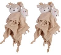 DODO D'AMOUR - Duo Doudou de Séparation - Biche - 053050 - Beige - Enfant - Parent - Cadeau Naissance - Peluche - Bébé - Doux - Lavable en Machine - Design Français - À Partir de 0 Mois (Lot de 2)
