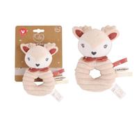 DODO D'AMOUR - Hochet - Biche - 053973 - Crème - Polaire - Naissance - Peluche - Bébé - Rassurant - Doux - Lavable - À Partir de 0 mois