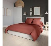 DODO - Housse de Couette 220x240cm - Influence - Brique - Percale de Coton - Toucher Doux - Élégance Intemporelle - Finition Bouteille - Lit 2 Personnes - Extra Easy Care - Lavable 60°C