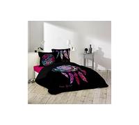 DODO Housse de Couette - 240 x 260 cm + taies - Porte-Bonheur - Attrape-rêve - Noir
