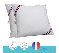 DODO Lot de 2 oreillers Tendance - 60 x 60 cm - Garnissage 100% Polyester fibre creuse siliconée - Blanc