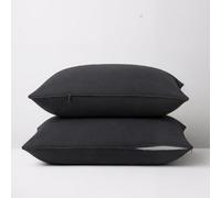 DODO | Lot de 2 Taies d'oreiller 2 en 1 - Alèse absorbante intégrée - Coloris Carbone