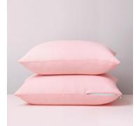 DODO | Lot de 2 Taies d'oreiller 2 en 1 - Alèse absorbante intégrée - Coloris Poudre