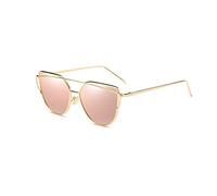 DODO - Lunettes de soleil classiques avec verres plats réfléchissants et monture en métal - Style rétro et vintage - Œil de chat surdimensionné. - -