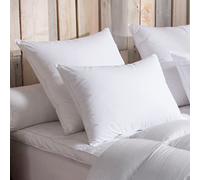 DODO - Oreiller Moelleux 60x60 cm - Anti-Acariens - Enveloppe 100% Coton Percale - Garnissage 90% Duvet d'oie, 10% Plumettes - Confort Douillet pour Dormeurs sur Le Dos - Lavable en Machine à 40°C