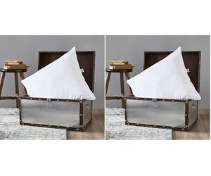 DODO - Oreiller Naturel Anti-acariens 65x65 cm - Confort Médium, Zip Invisible - Enveloppe 100% Coton Percale - Garnissage 30% Duvet 70% Plumettes - Lavable en Machine à 40°C (Lot de 2)