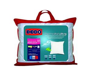 DODO | Oreiller Ultra Gonflant 60x60 | Confort Moelleux | Oreiller Maxiconfort Thermolite Ultra | Doux et Fibre Recy Fabriqué en France | Lavable en Machine à 40°c