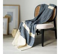 DODO - Plaid Lima Bleu de Prusse 120x180 cm - Ourlet - Confort Durable et Élégant - 55% Laine et 45% Fibres Recy s - Entretien Facile