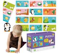 DODO Puzzle Duo Halves «Ce que mangent les animaux» - 12 puzzles éducatifs, 18+ mois