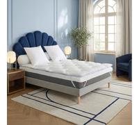DODO - Surmatelas 4 cm - Effet Fraicheur 90x190 cm - Polyester recyclé | 550g/m² - Réversible (hiver / été) - Enveloppe 100% Coton TONES OF COOL - Blanc - Piquage Hexagonal - Lavable 40°C