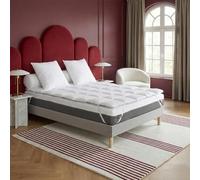 DODO - Surmatelas 4 cm Hôtel Prestige Blanc 90x190 cm - 100% Polyester recyclé 700g/m² - Gonflant, Accueil Moelleux et rebondissant - Enveloppe Satin de Coton Lavable 40°C