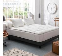 DODO - Surmatelas Surconfort Anti-Punaises de Lit 160x200 cm - Lit 2 Personnes - Ferme, Fixation Biais - 100% Coton - Garnissage Synthétique Polyester Fibre Creuse Siliconée - Lavable en Machine à 40°