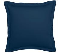DODO - Taie d'oreiller Coton - Taille 65x65 - Collection Harmonie - 100% Satin de Coton 120 Fils/cm² - Couleur Bleu Marine - Volant Plat 4 cm - Simple Piqûre - Lavable 60°C