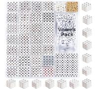 DoDoBeads Lot de 1650 perles en forme de lettres avec voyelles supplémentaires et chiffres - Perles en forme de lettre pour bracelet - Perles en forme de lettre pour bracelets d'amitié
