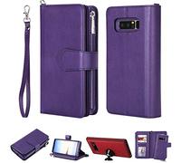 DodoBuy 2in1 Zipper Coque for Samsung Galaxy Note 8, Détachable Magnétique Flip PU Cuir Housse Étui Fermeture Eclair Cover Case Wallet Portefeuille Support avec TPU Silicone Porte-Cartes - Violet