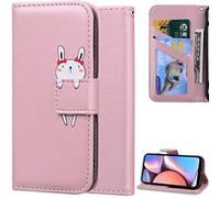 DodoBuy Coque pour Huawei Nova 5T, Dessin Animé Animal Modèle Magnétique Flip Wallet Protection Cover Housse Étui Case PU Cuir Supporter avec Carte de Crédit Fentes - Or Rose Lapin